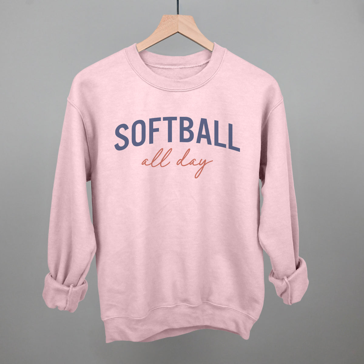 Softball All Day (Script) Funny Sweatshirt in Light Pink – Ivy + Cloth