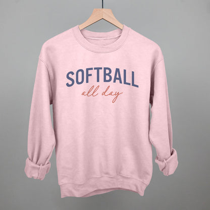 Softball All Day (Script) Funny Sweatshirt in Light Pink – Ivy + Cloth