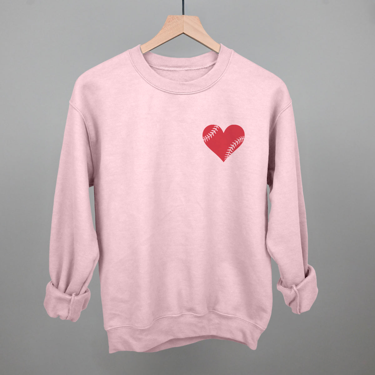 Baseball Heart (Left Chest) Funny Sweatshirt in Light Pink – Ivy + Cloth