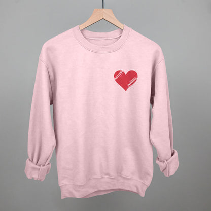 Baseball Heart (Left Chest) Funny Sweatshirt in Light Pink – Ivy + Cloth
