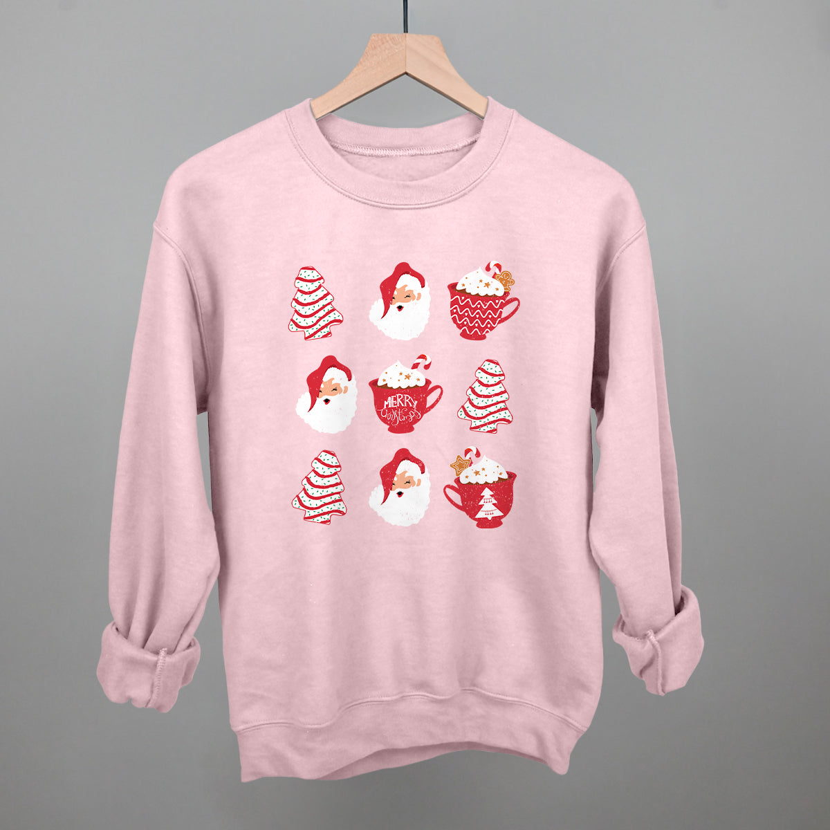 Christmas Tree Cake Santa Funny Sweatshirt in Light Pink – Ivy + Cloth