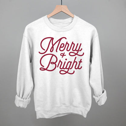Merry And Bright (Monoline Script) Funny Sweatshirt in White – Ivy + Cloth