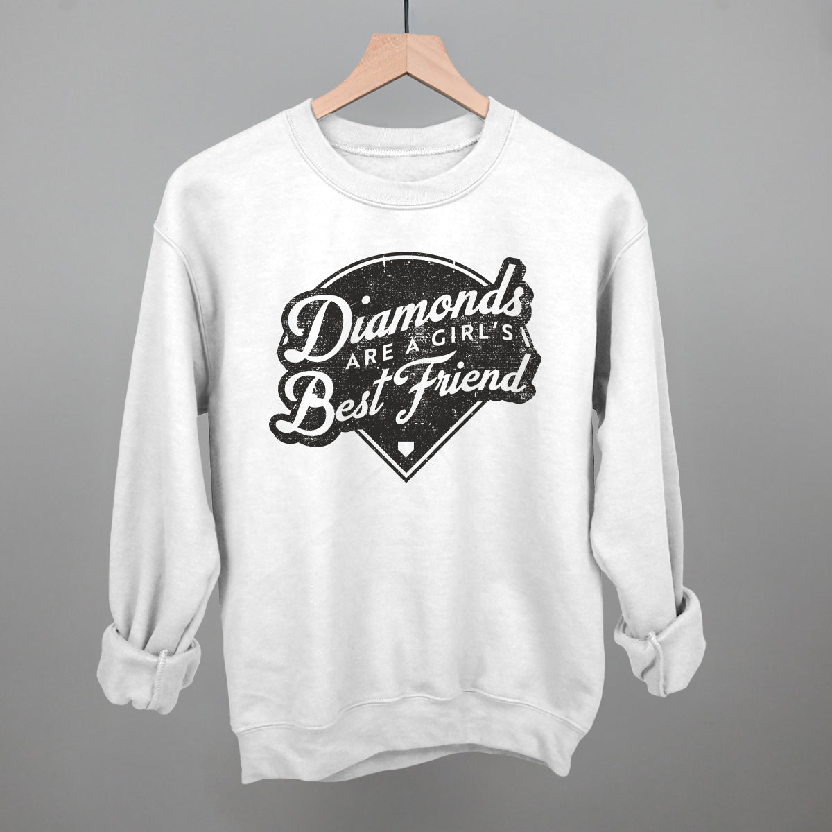 Diamonds Are A Girl's Best Friend (Vintage Script) Funny Sweatshirt in White – Ivy + Cloth