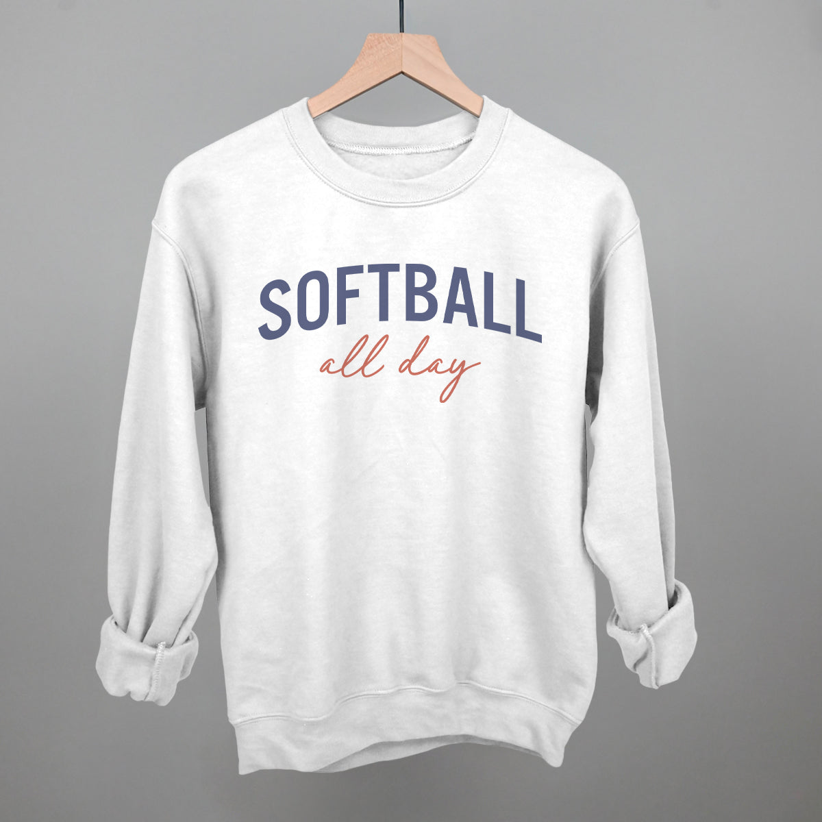 Softball All Day (Script) Funny Sweatshirt in White – Ivy + Cloth