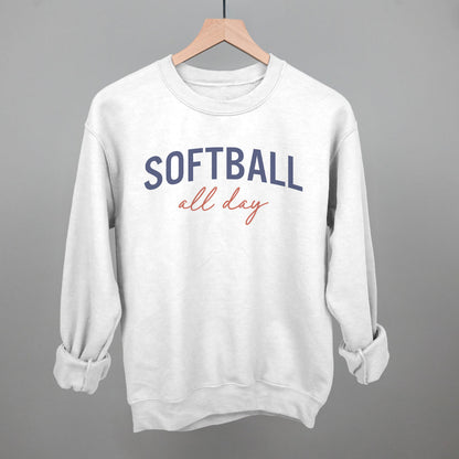 Softball All Day (Script) Funny Sweatshirt in White – Ivy + Cloth