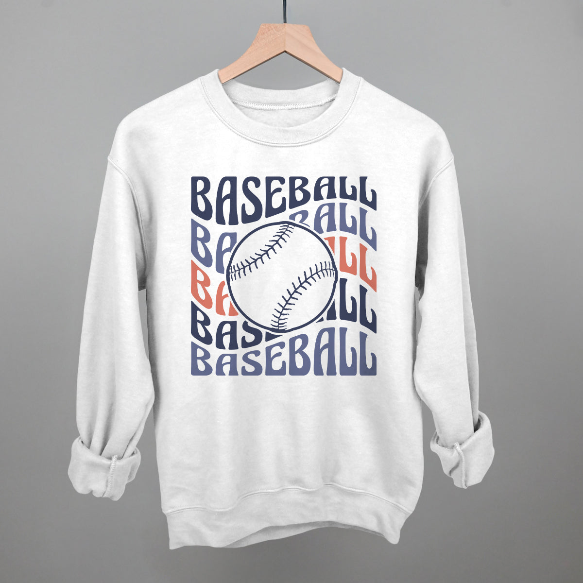 Baseball (Groovy Wave) Funny Sweatshirt in White – Ivy + Cloth