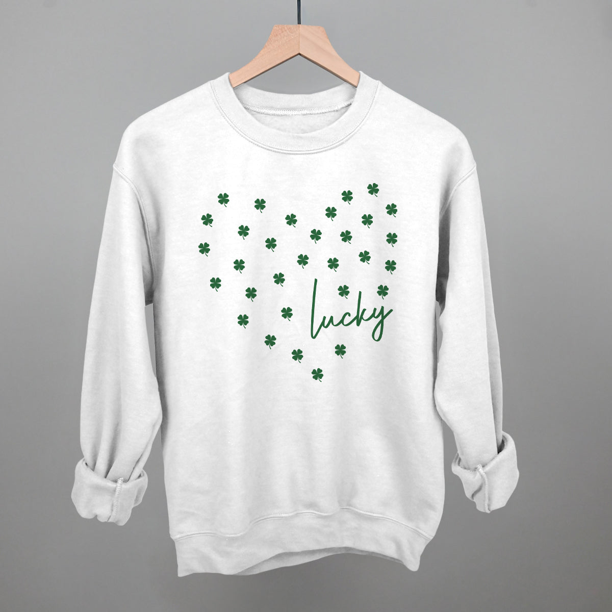 Lucky (Heart Shamrocks) Funny Sweatshirt in White – Ivy + Cloth
