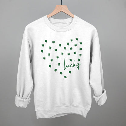Lucky (Heart Shamrocks) Funny Sweatshirt in White – Ivy + Cloth