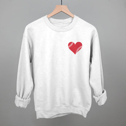 Baseball Heart (Left Chest) Funny Sweatshirt in White – Ivy + Cloth