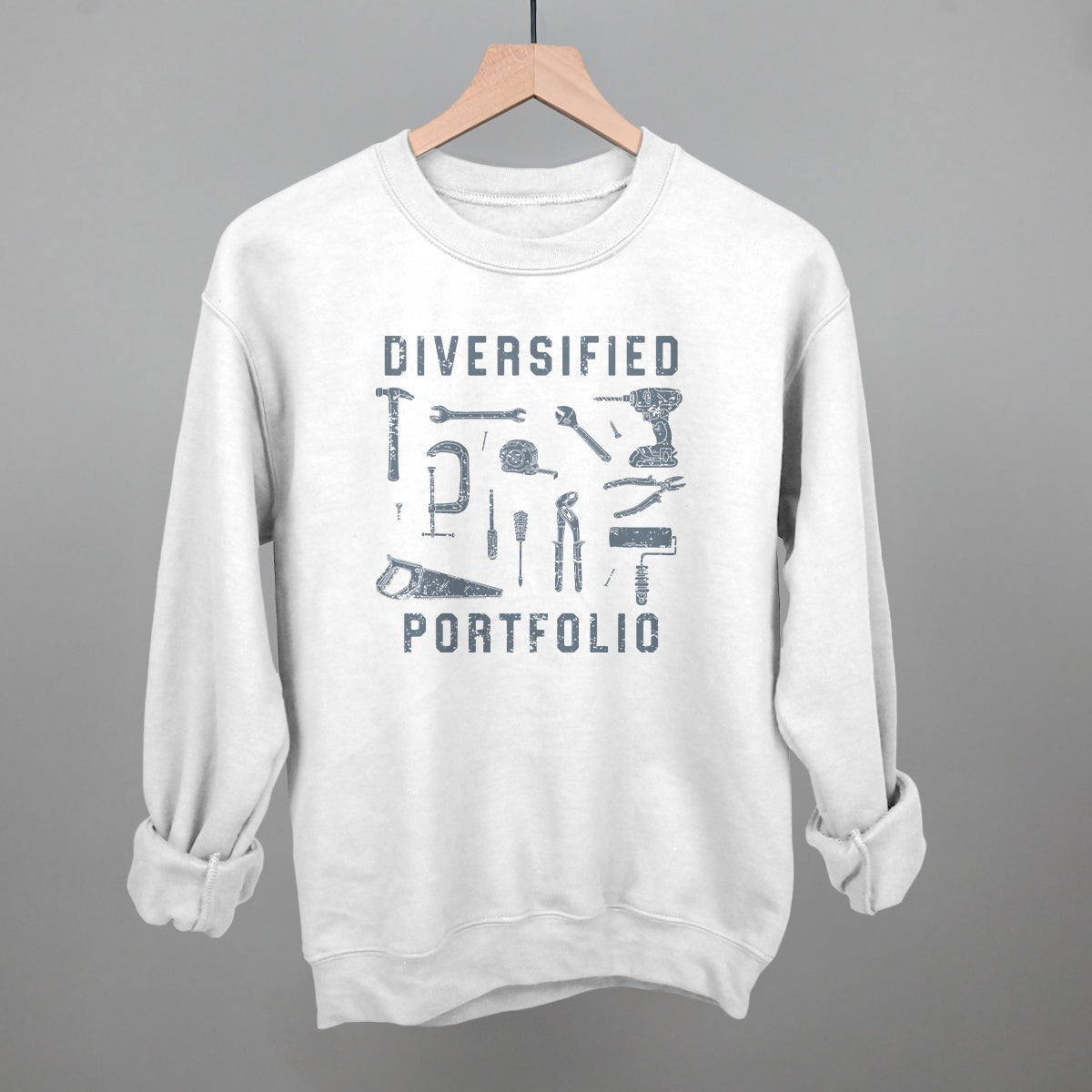 Diversified Portfolio Tools graphic crewneck sweatshirt in White