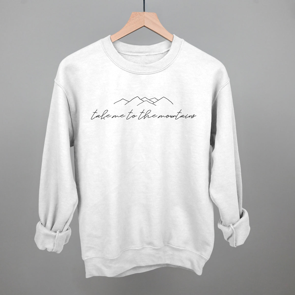Take Me To The Mountains Funny Sweatshirt in White – Ivy + Cloth