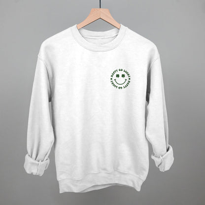 Happy Go Lucky Clover (Left Chest) Funny Sweatshirt in White – Ivy + Cloth
