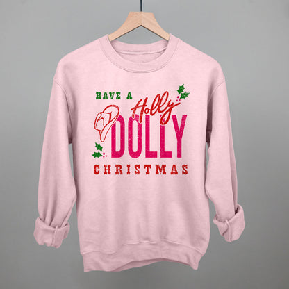Holly Dolly Christmas Funny Sweatshirt in Light Pink – Ivy + Cloth