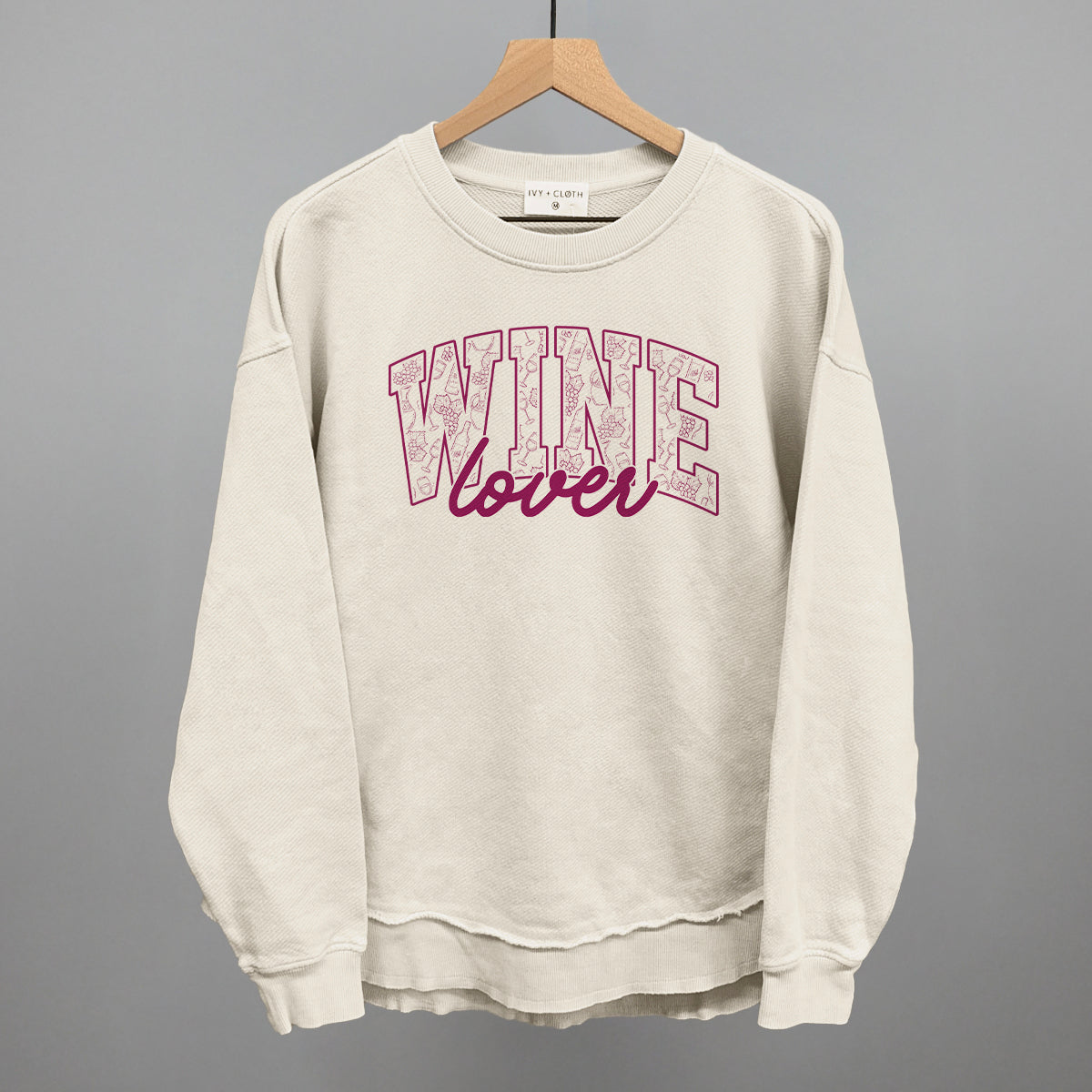 Wine Lover graphic top in Tapioca