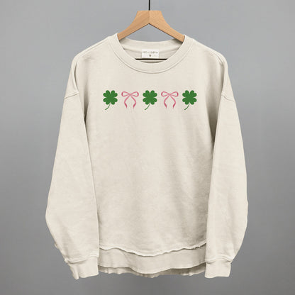 Pink Bows + Clovers Funny Oversized Terry Poncho in Tapioca – Ivy + Cloth