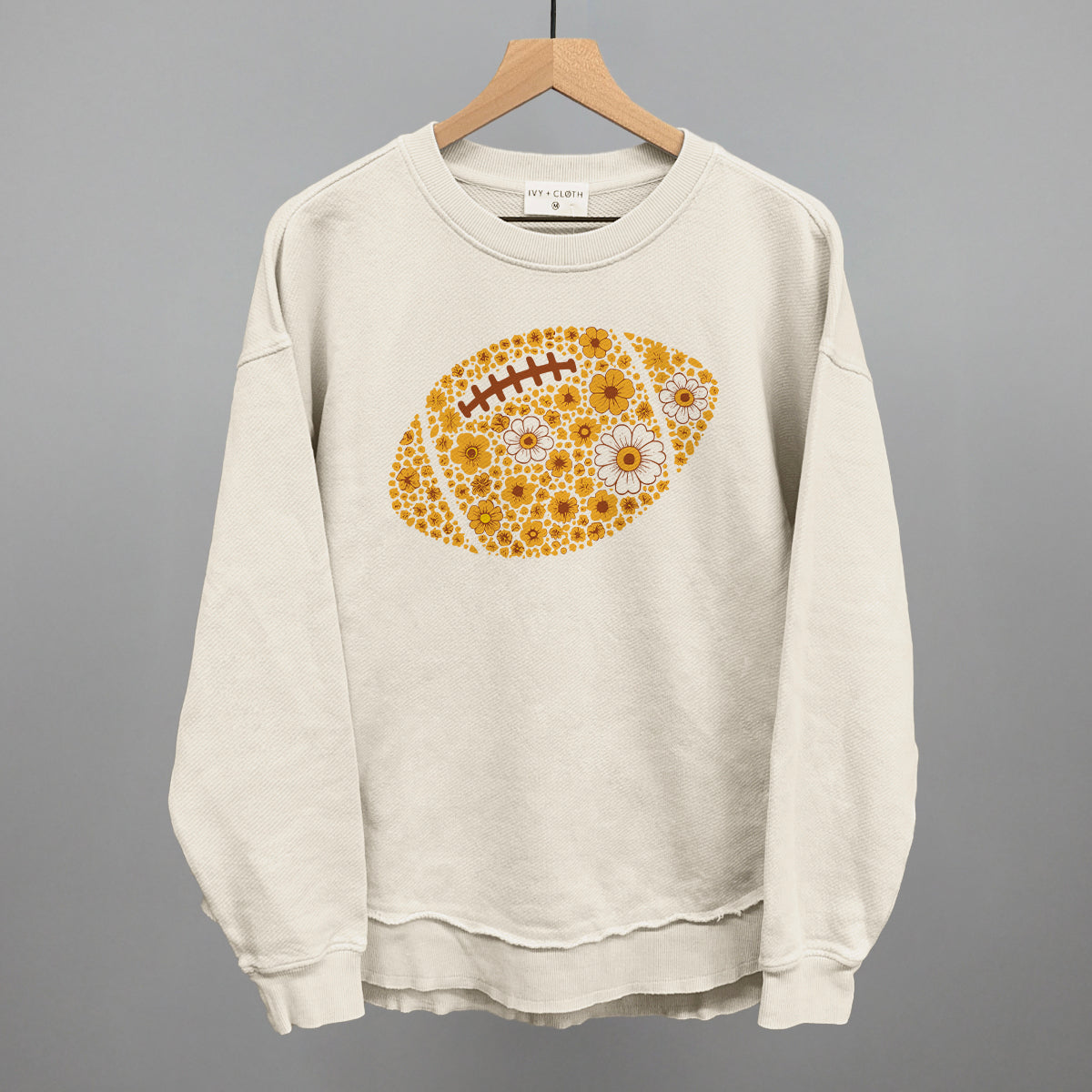 Floral Football Yellow Funny Oversized Terry Poncho in Tapioca – Ivy + Cloth