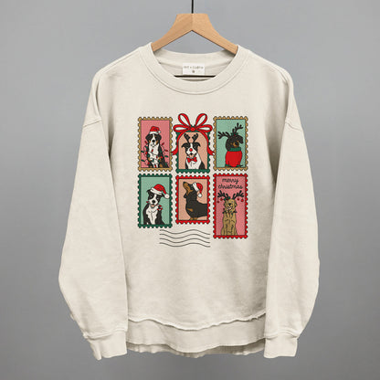 Dog Christmas Stamps Doodle Funny Oversized Terry Poncho in Tapioca – Ivy + Cloth