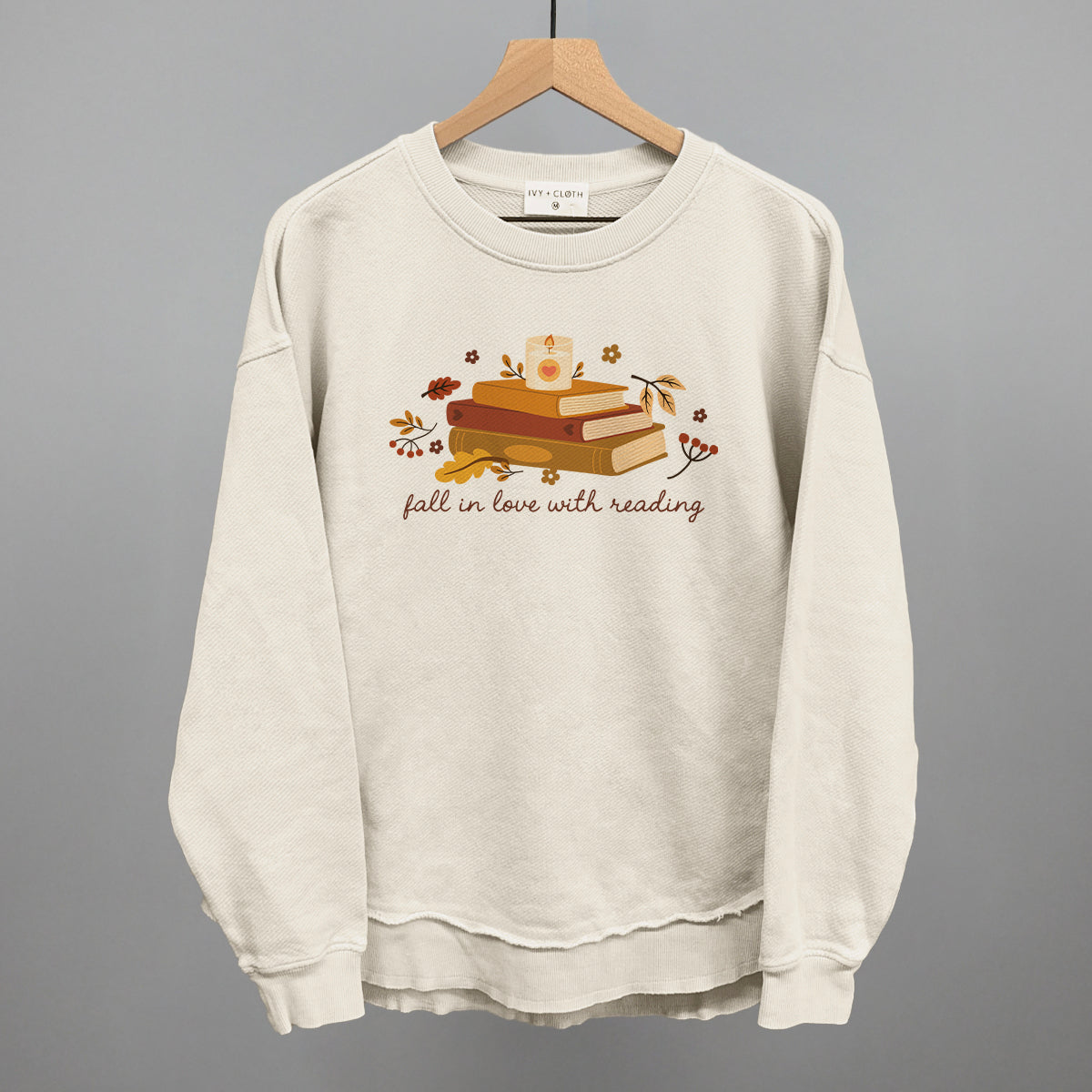 Fall In Love With Reading Funny Oversized Terry Poncho in Tapioca – Ivy + Cloth