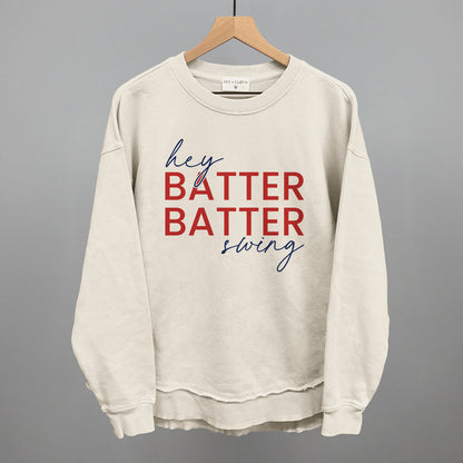 Hey Batter Batter Swing (Red + Navy) Funny Oversized Terry Poncho in Tapioca – Ivy + Cloth