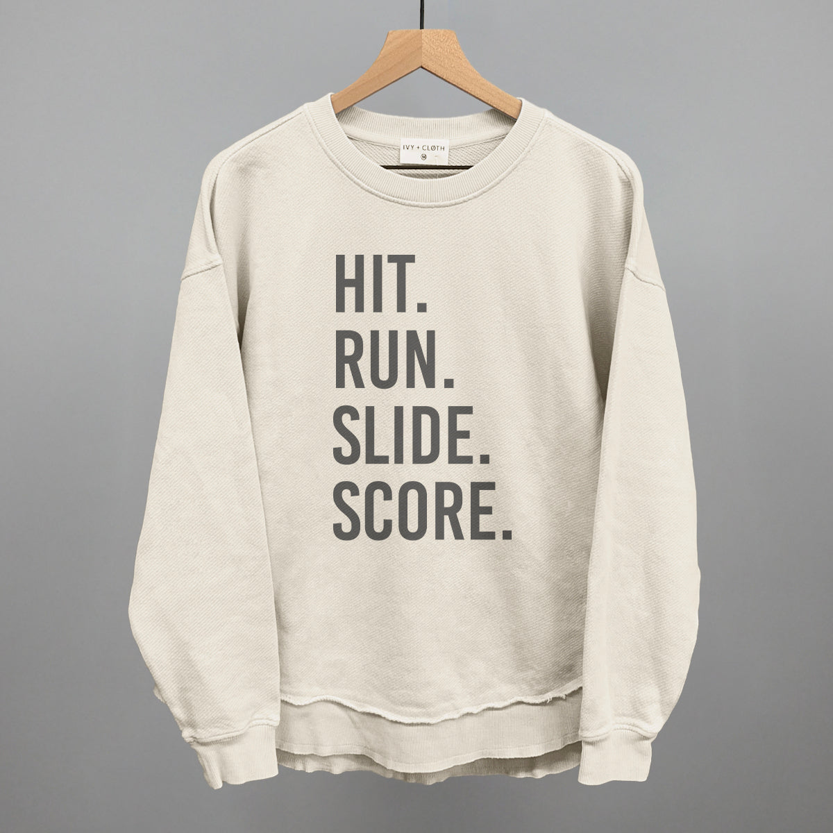 Hit Run Slide Score Baseball graphic top in Tapioca