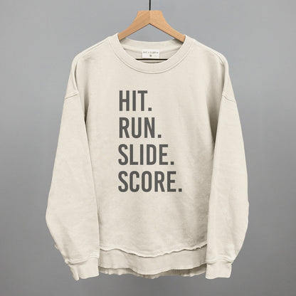 Hit Run Slide Score Baseball graphic top in Tapioca