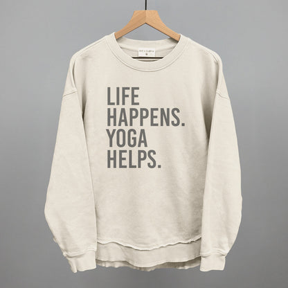 Life Happens Yoga Helps Funny Oversized Terry Poncho in Tapioca – Ivy + Cloth