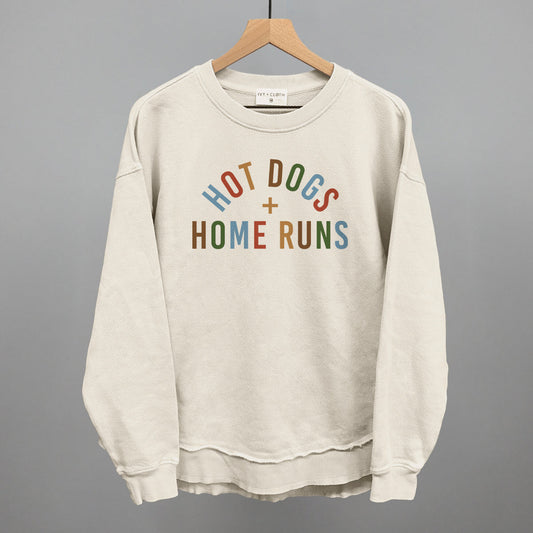 Hot Dogs and Home Runs Baseball graphic top in Tapioca