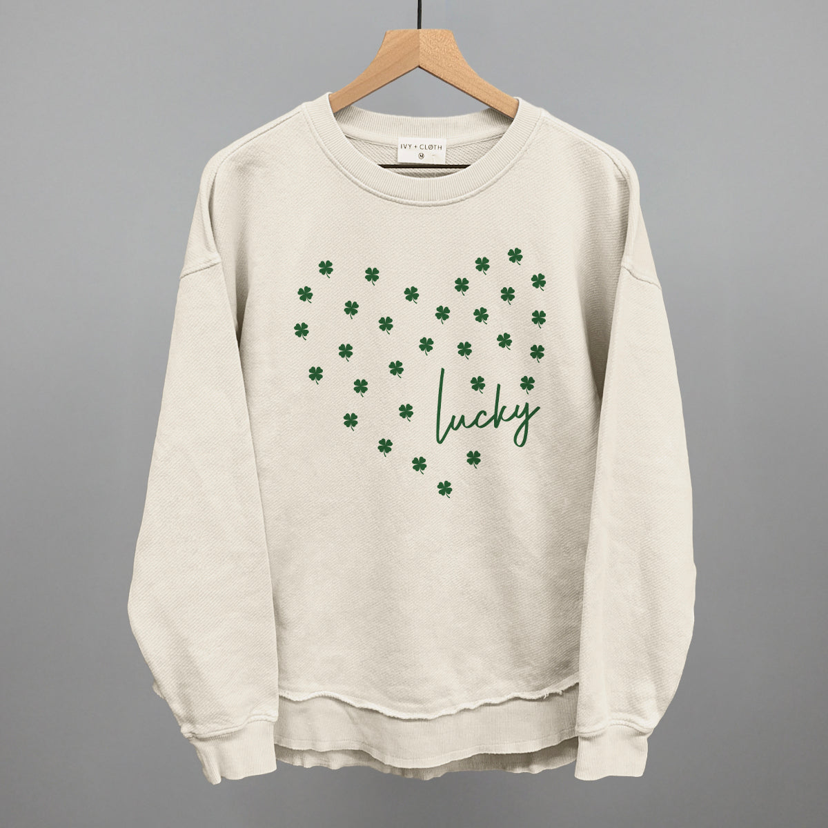 Lucky (Heart Shamrocks) Funny Oversized Terry Poncho in Tapioca – Ivy + Cloth