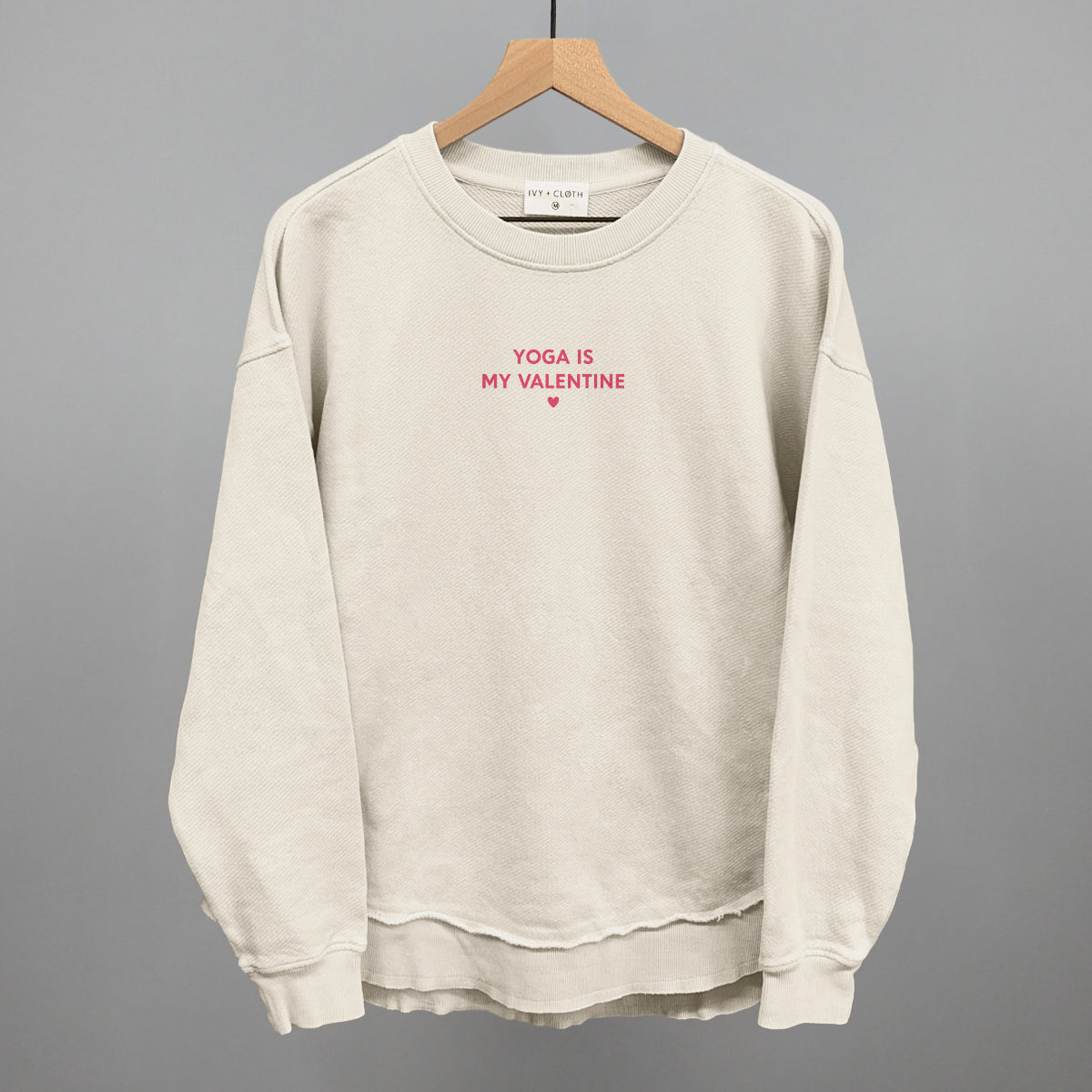 Yoga Is My Valentine Funny Oversized Terry Poncho in Tapioca – Ivy + Cloth