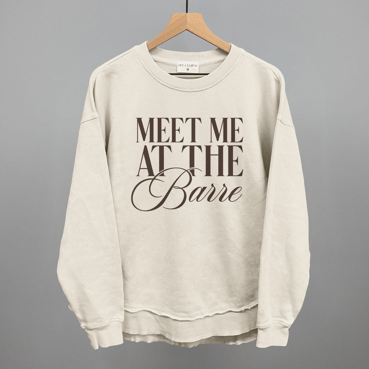 Meet Me At The Barre Funny Oversized Terry Poncho in Tapioca – Ivy + Cloth