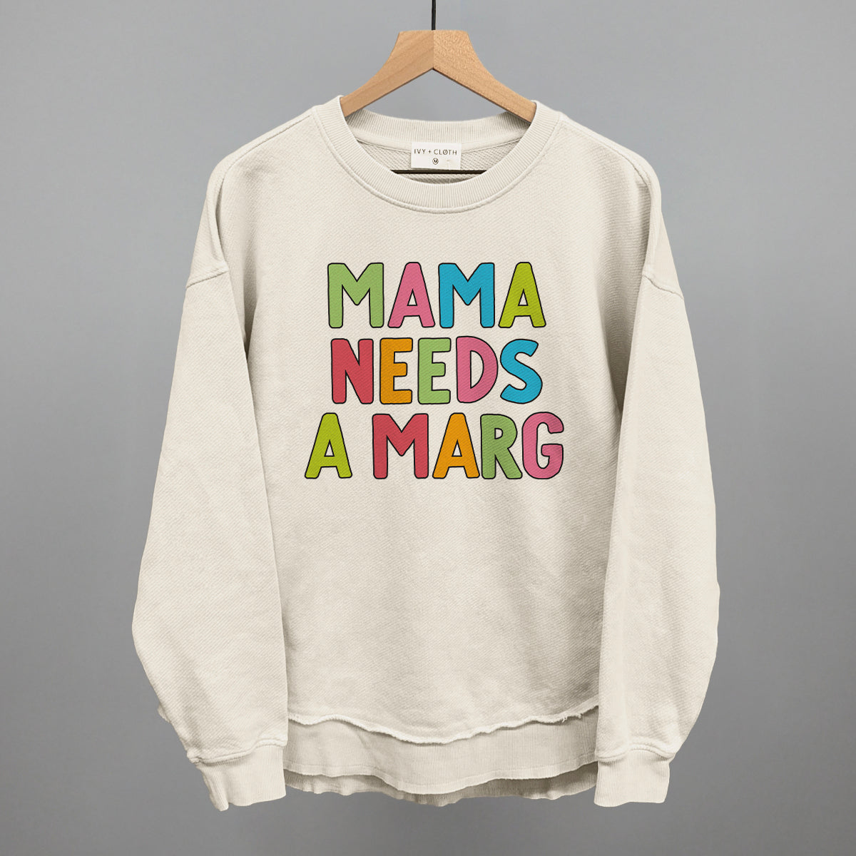 Mama Needs A Marg Colorful Funny Oversized Terry Poncho in Tapioca – Ivy + Cloth