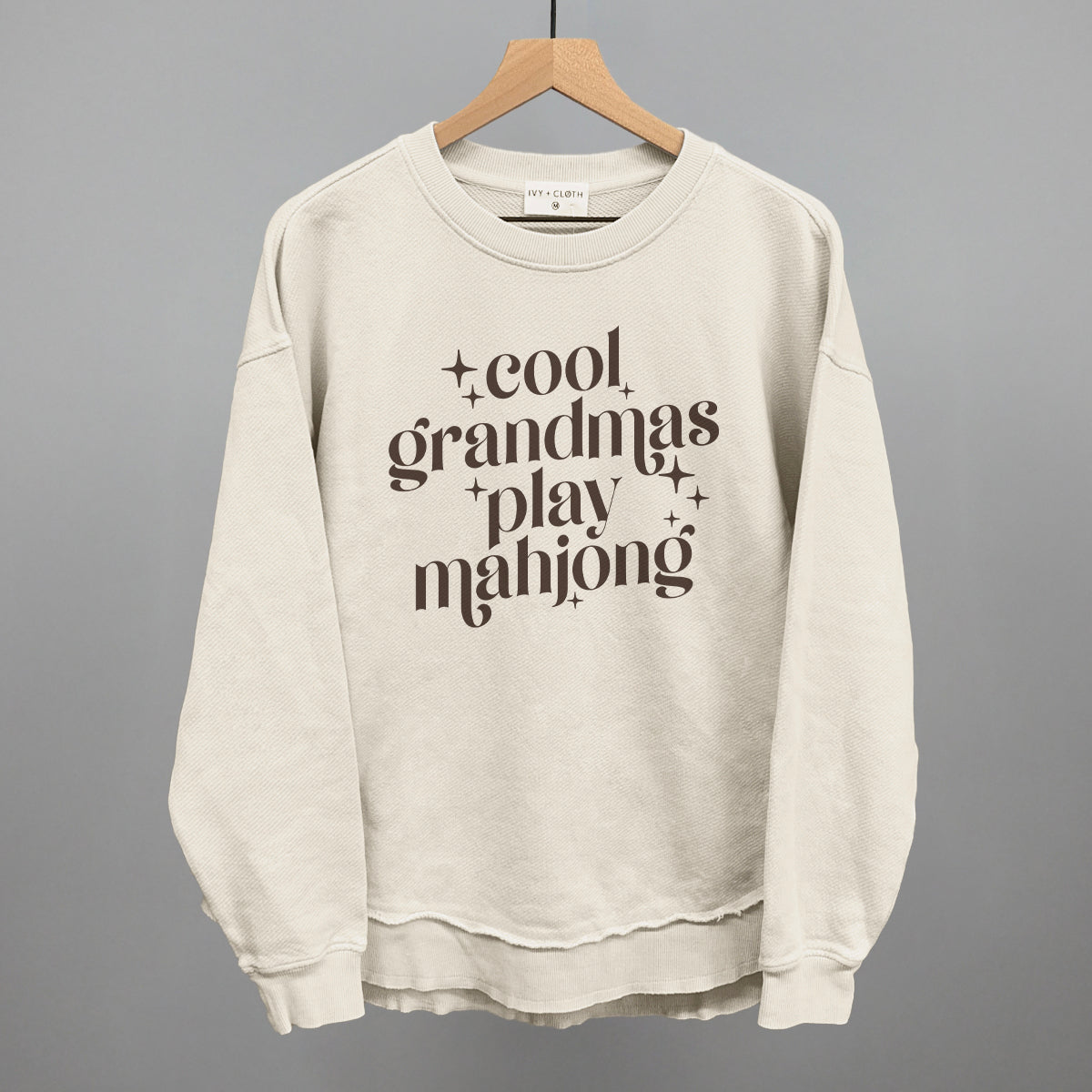 Cool Grandmas Play Mahjong graphic top in Tapioca