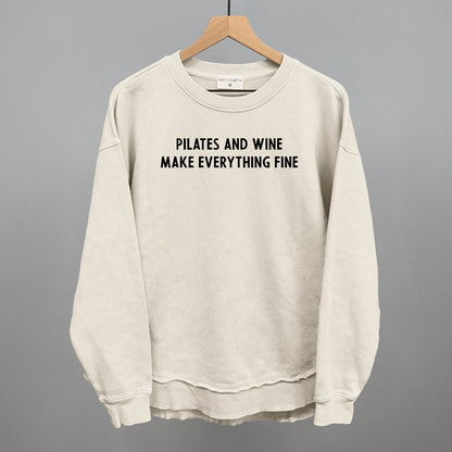 Pilates And Wine Make Everything Fine Funny Oversized Terry Poncho in Tapioca – Ivy + Cloth