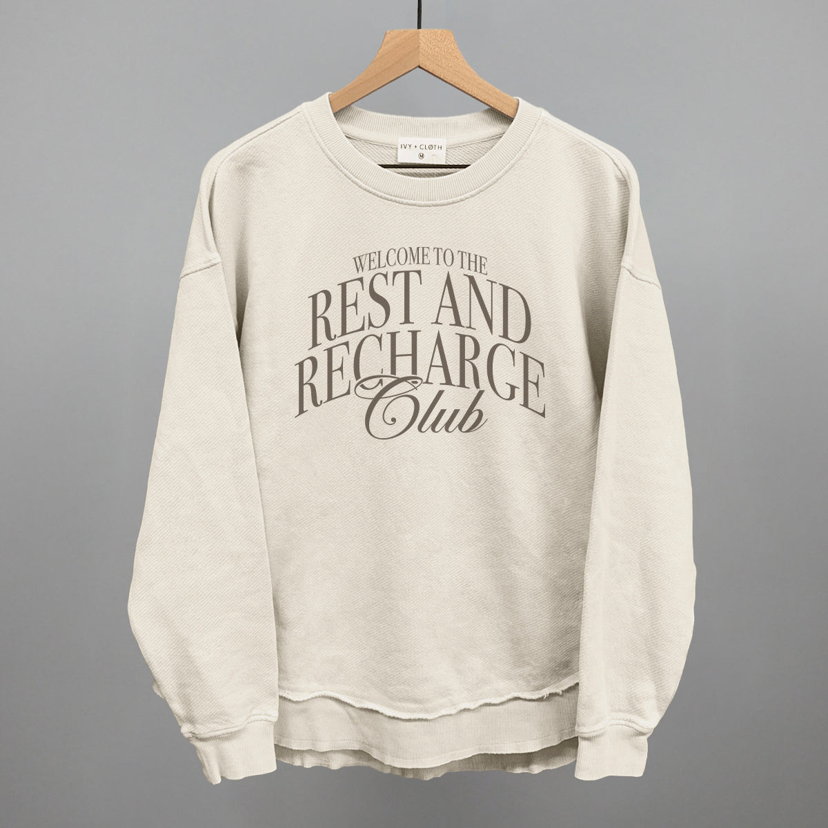 Rest and Recharge Club graphic top in Tapioca