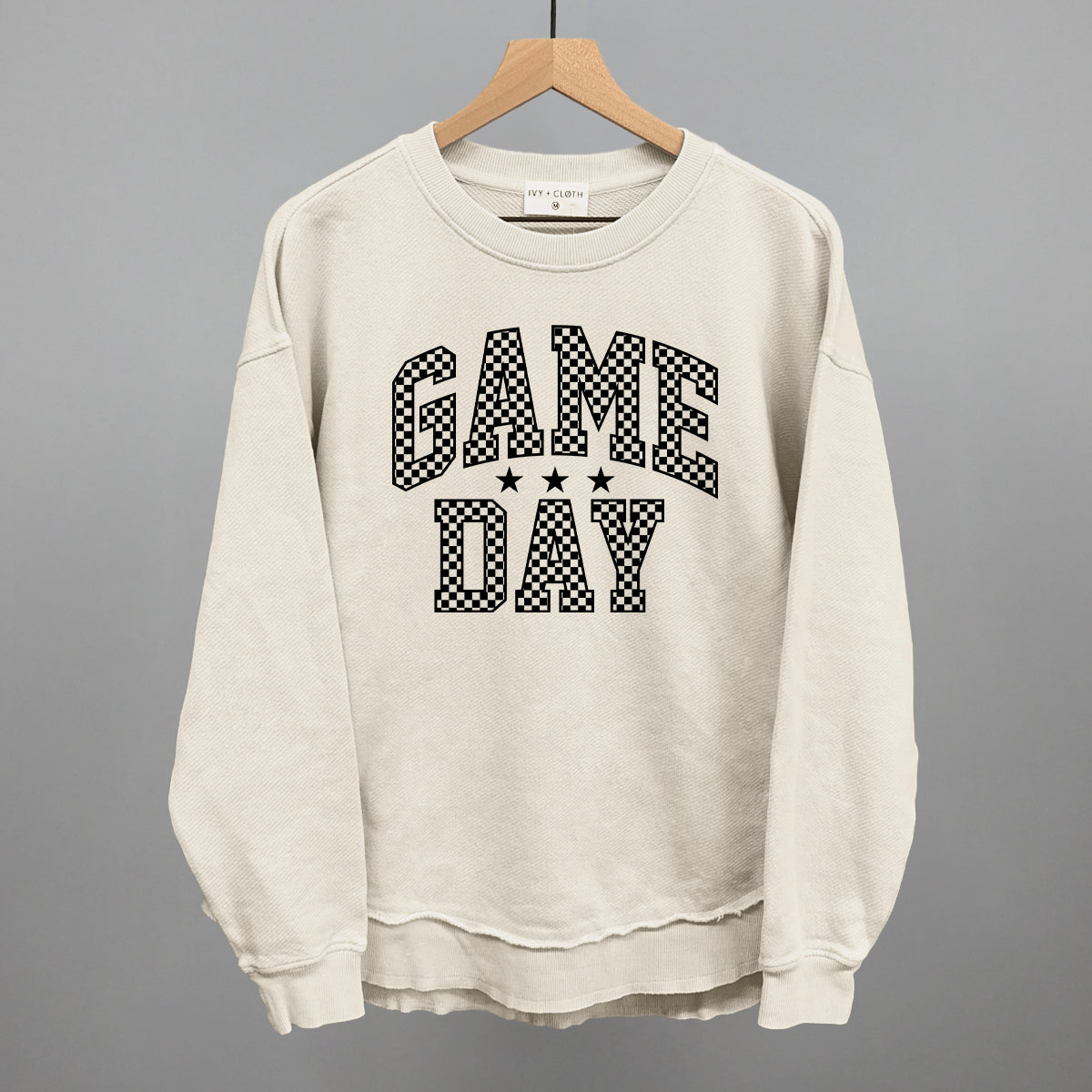 Game Day Checkered Arch Funny Oversized Terry Poncho in Tapioca – Ivy + Cloth