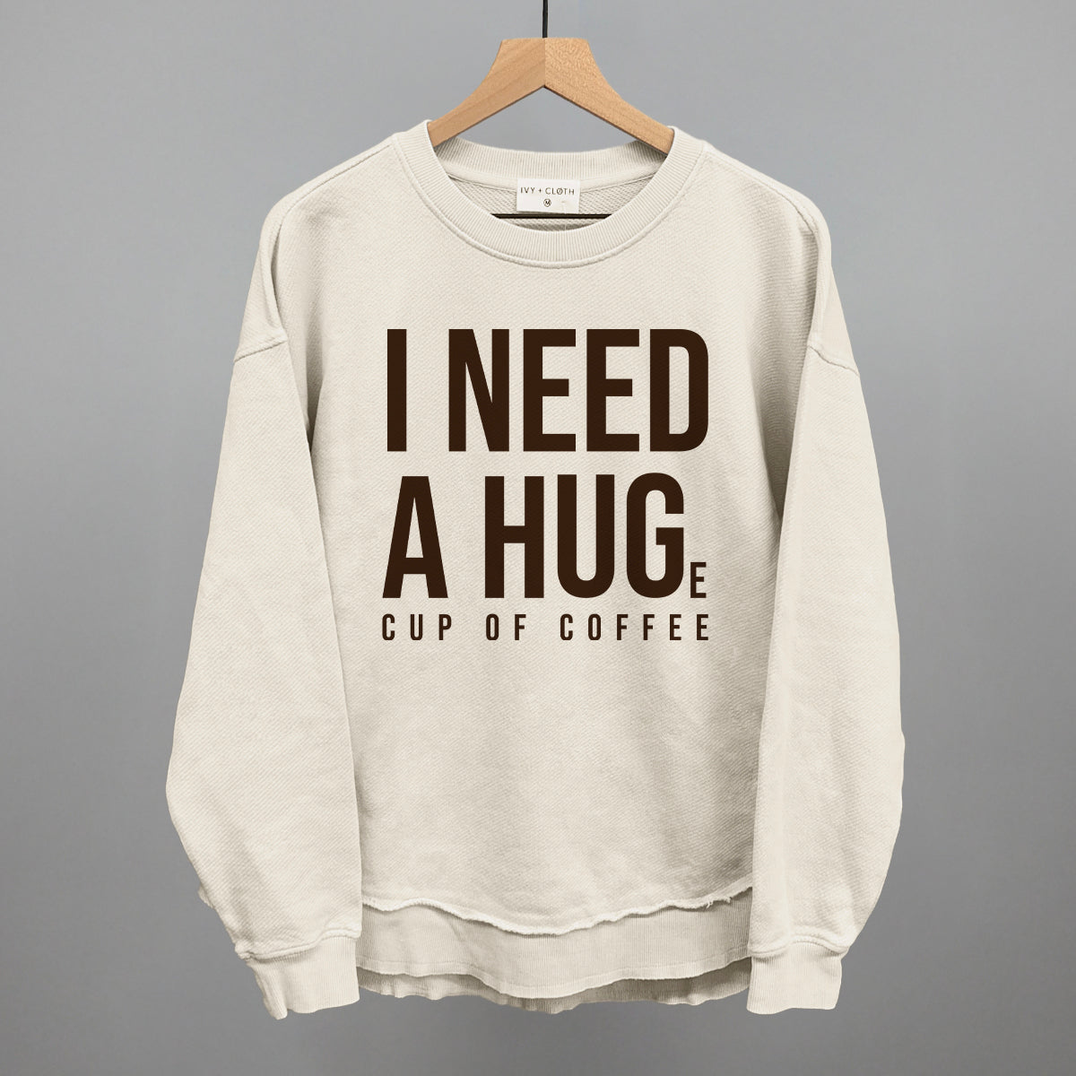 I Need A Hug (Coffee) graphic top in Tapioca