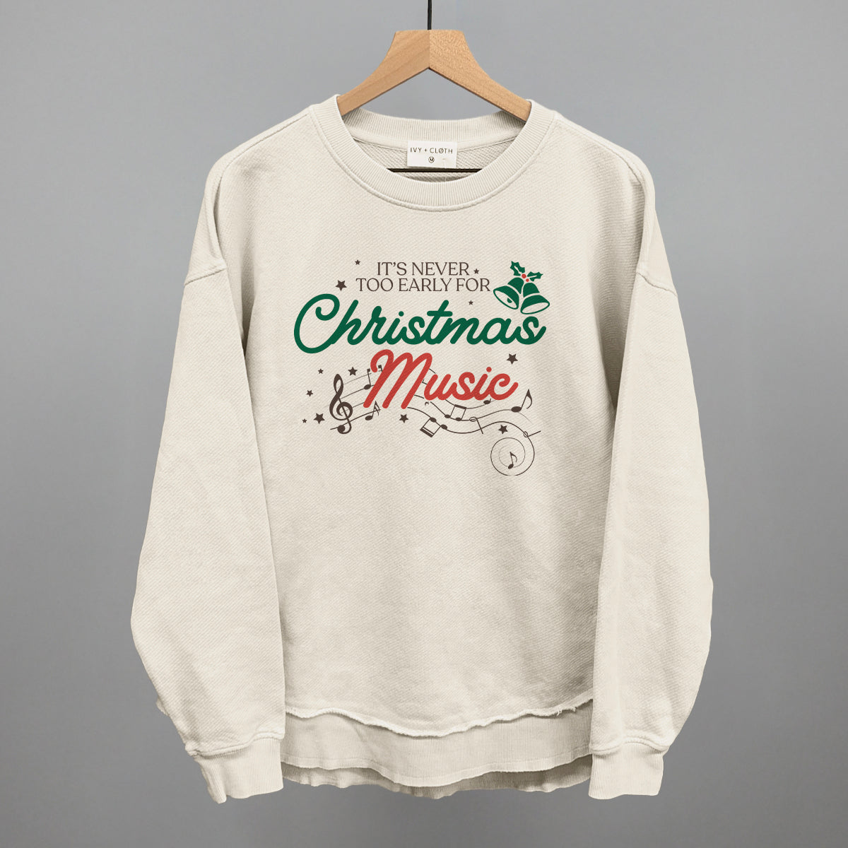 It's Never Too Early For Christmas Music Doodle Funny Oversized Terry Poncho in Tapioca – Ivy + Cloth