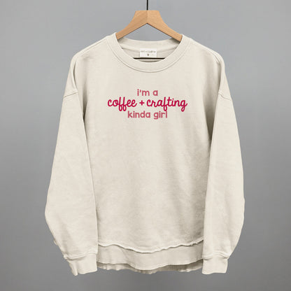 I'm A Coffee + Crafting Kinda Girl graphic top in Tapioca