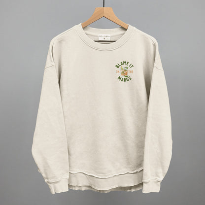 Blame It On The Margs (Left Chest) Funny Oversized Terry Poncho in Tapioca – Ivy + Cloth