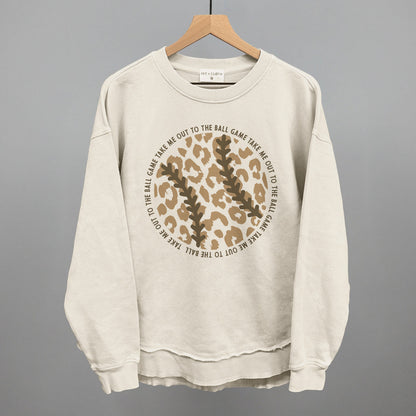 Take Me Out To The Ball Game (Leopard Baseball) Funny Oversized Terry Poncho in Tapioca – Ivy + Cloth