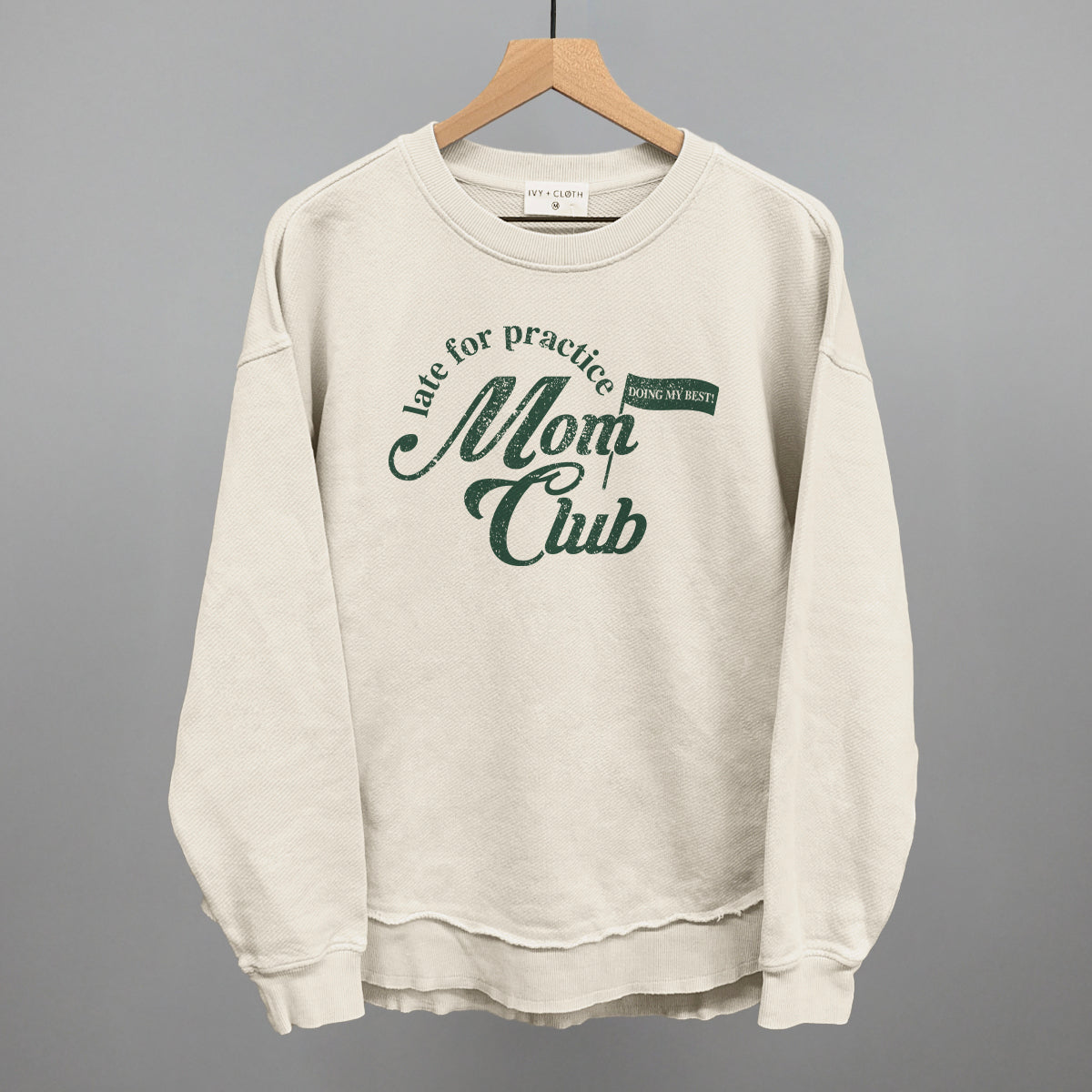 Late For Practice Mom Club Funny Oversized Terry Poncho in Tapioca – Ivy + Cloth