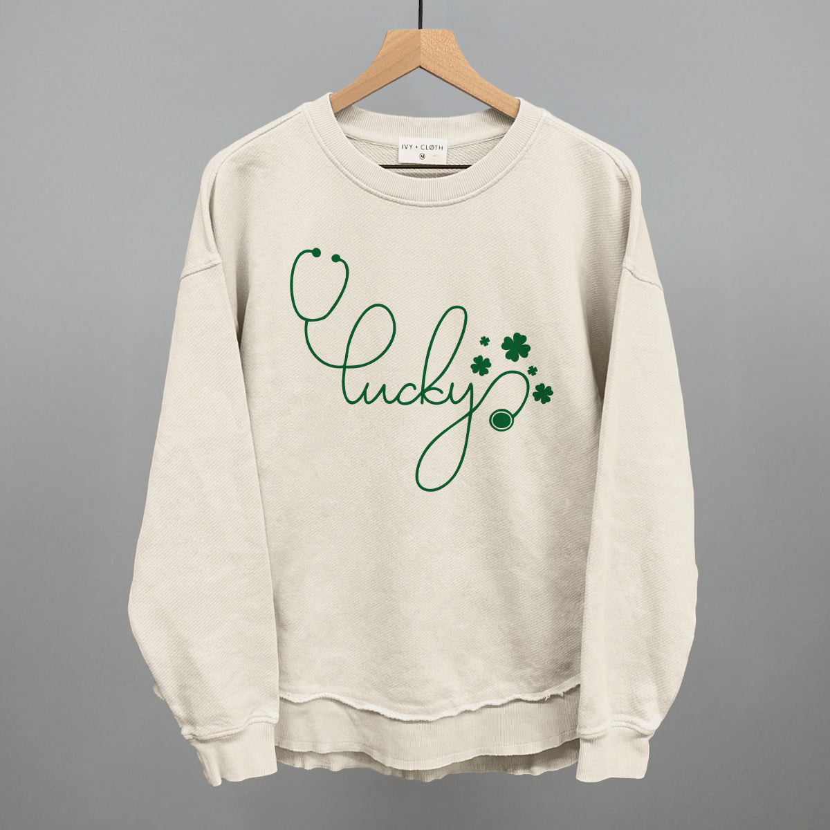 Lucky Script (Stethoscope) Funny Oversized Terry Poncho in Tapioca – Ivy + Cloth