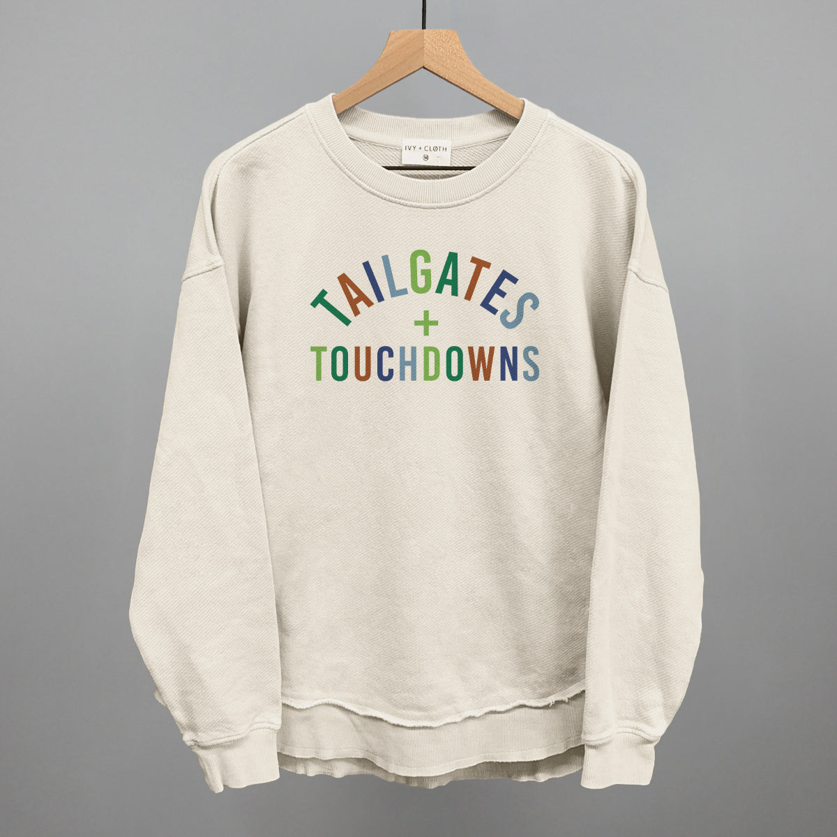 Tailgates and Touchdowns Football graphic top in Tapioca