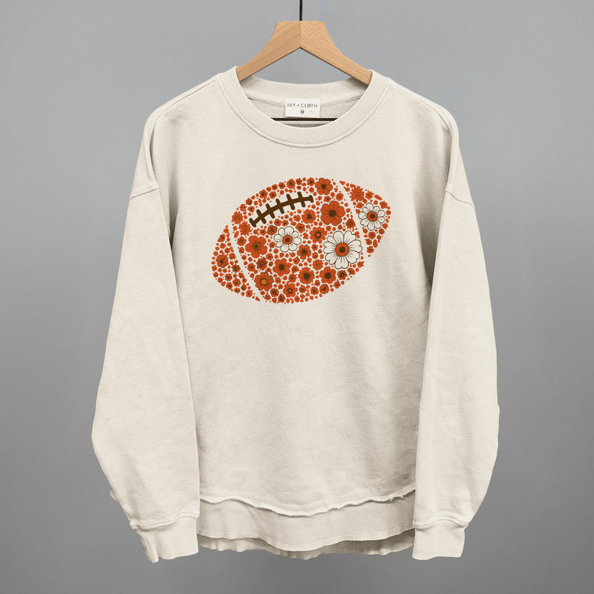 Floral Football Orange Funny Oversized Terry Poncho in Tapioca – Ivy + Cloth