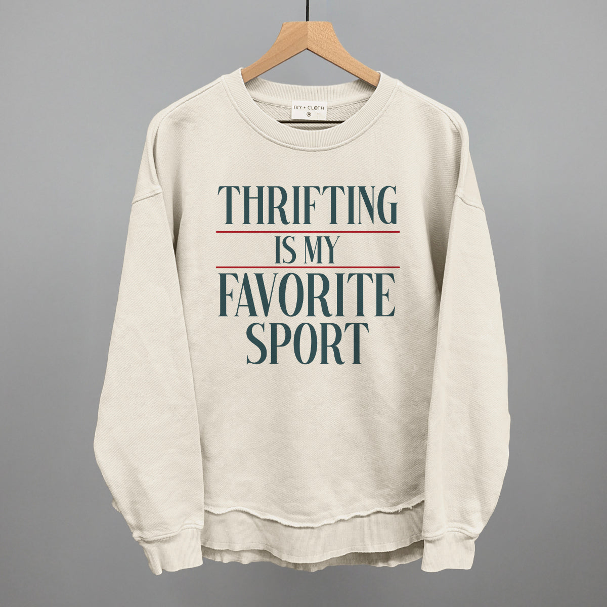 Thrifting Is My Favorite Sport graphic top in Tapioca