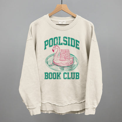 Poolside Book Club (Pink + Teal) Funny Oversized Terry Poncho in Tapioca – Ivy + Cloth