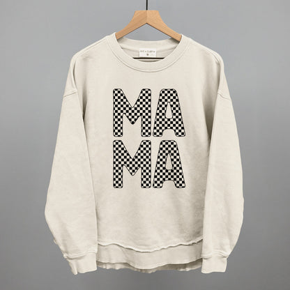 Mama Stacked Checkered Funny Oversized Terry Poncho in Tapioca – Ivy + Cloth