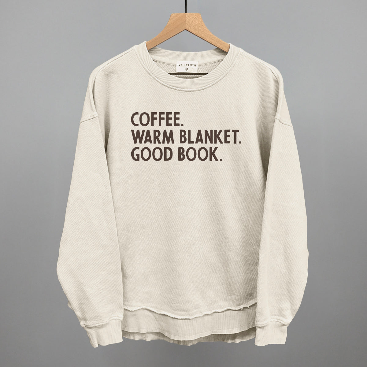 Coffee, Warm Blanket, Good Book Cozy graphic top in Tapioca
