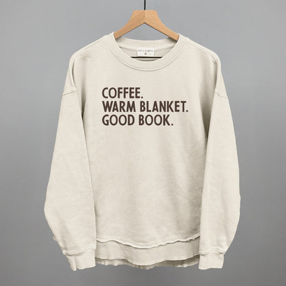 Coffee, Warm Blanket, Good Book Cozy graphic top in Tapioca