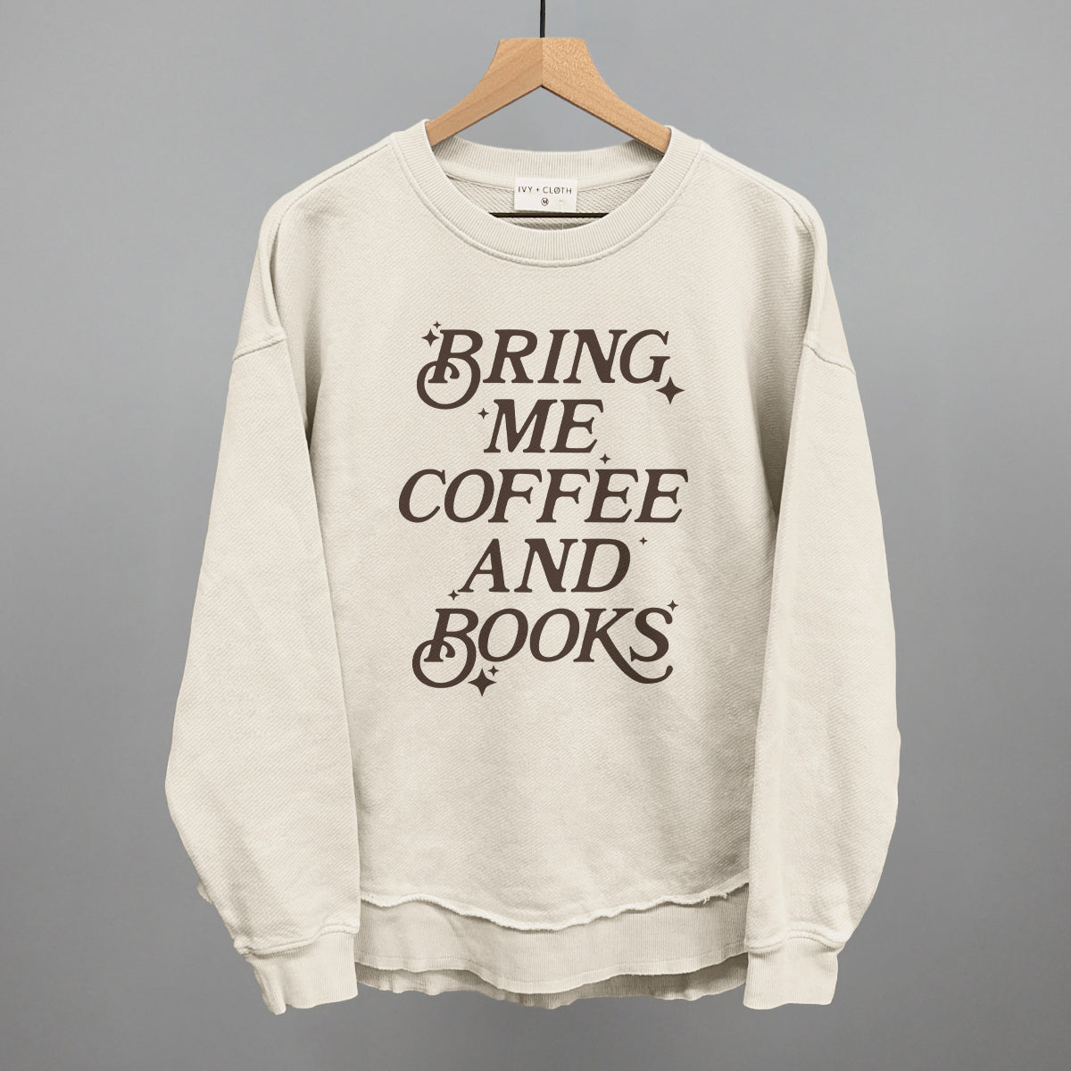 Bring Me Coffee And Books Funny Oversized Terry Poncho in Tapioca – Ivy + Cloth
